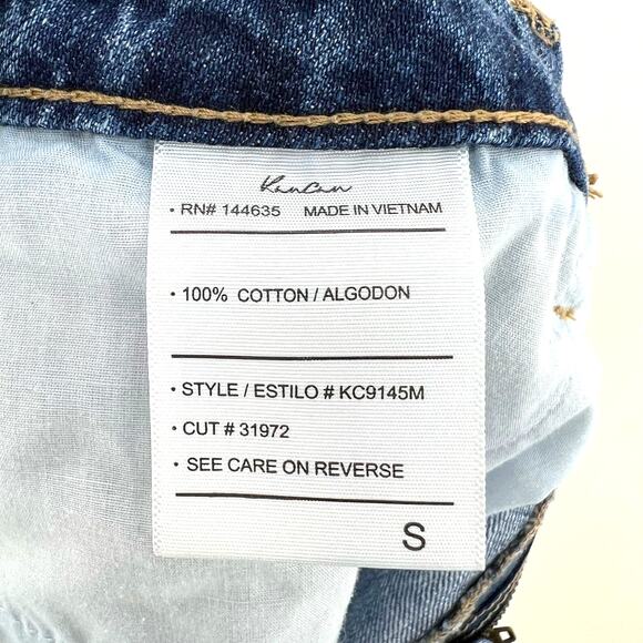 KANCAN High‎ Rise Distressed Ripped Hem Shorts Medium Blue Wash Cotton Women's S - Picture 4 of 5